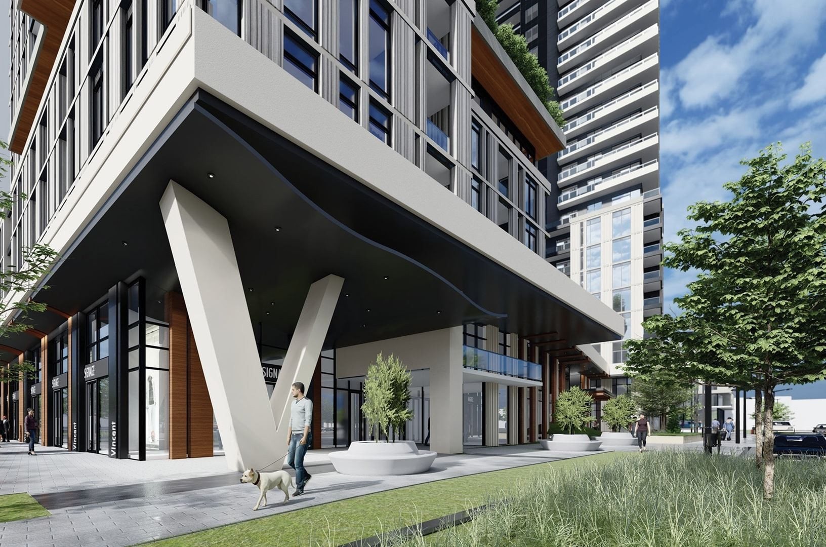 Vincent Condominiums podium and entrance