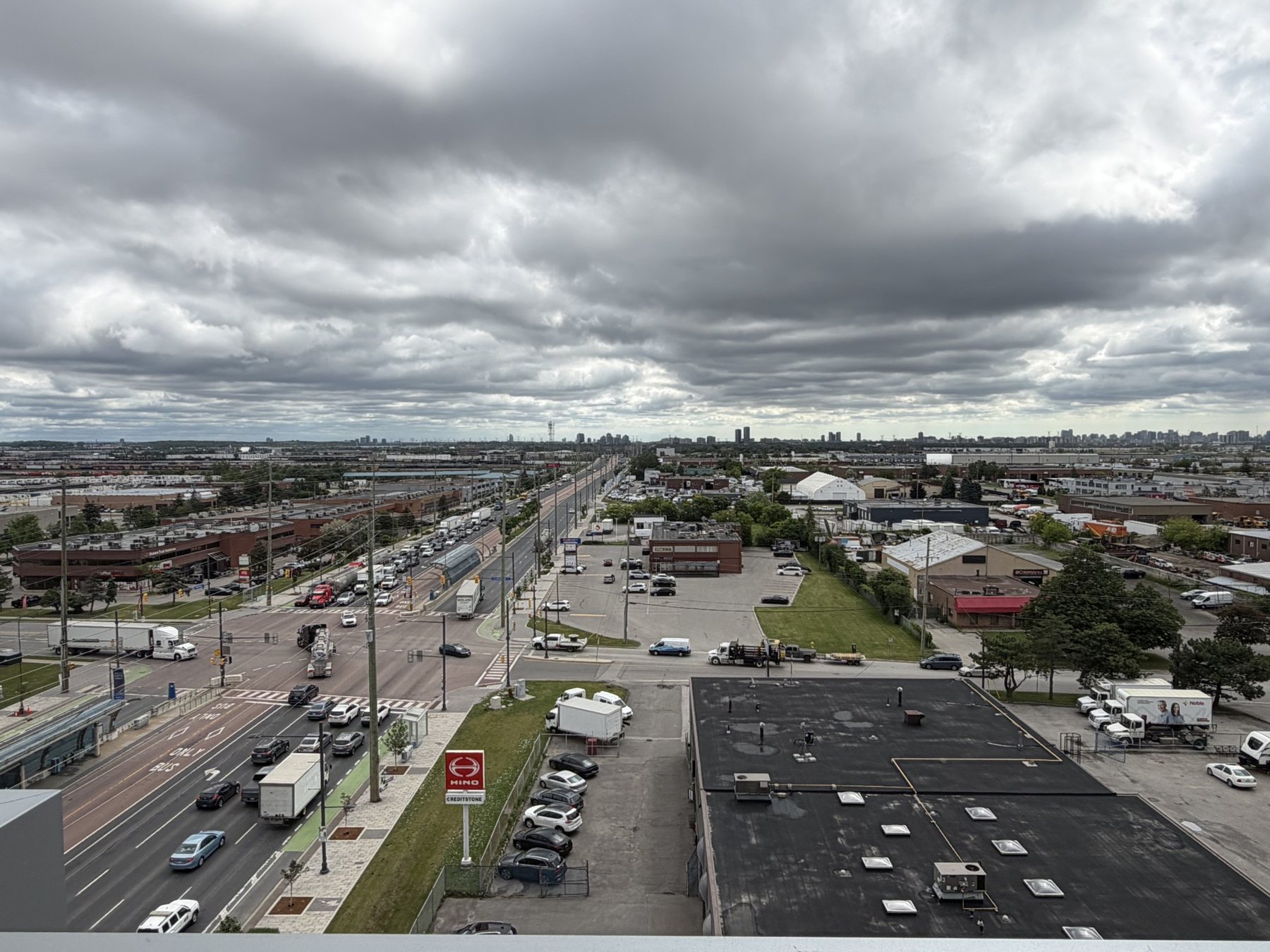 Balcony view over Highway 7 and Vaughan