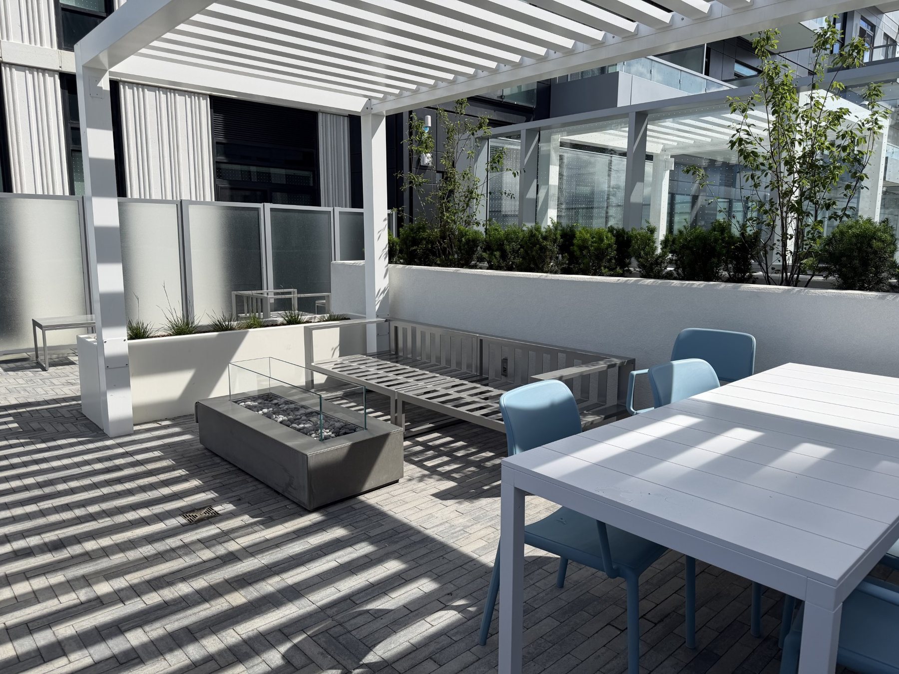 Outdoor rooftop lounge area